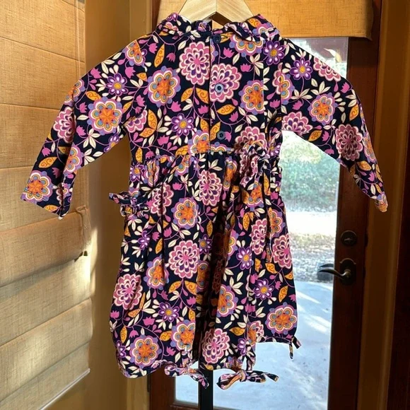 Vintage Hanna Andersson Floral Corduroy Dress Balloon Hem Tie Waist Size 2T (90) - Picture 8 of 9